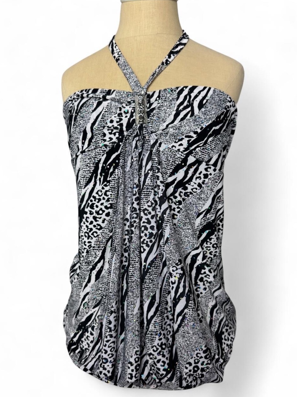 Y2K Baddie Mcbling Animal Print Halter Top